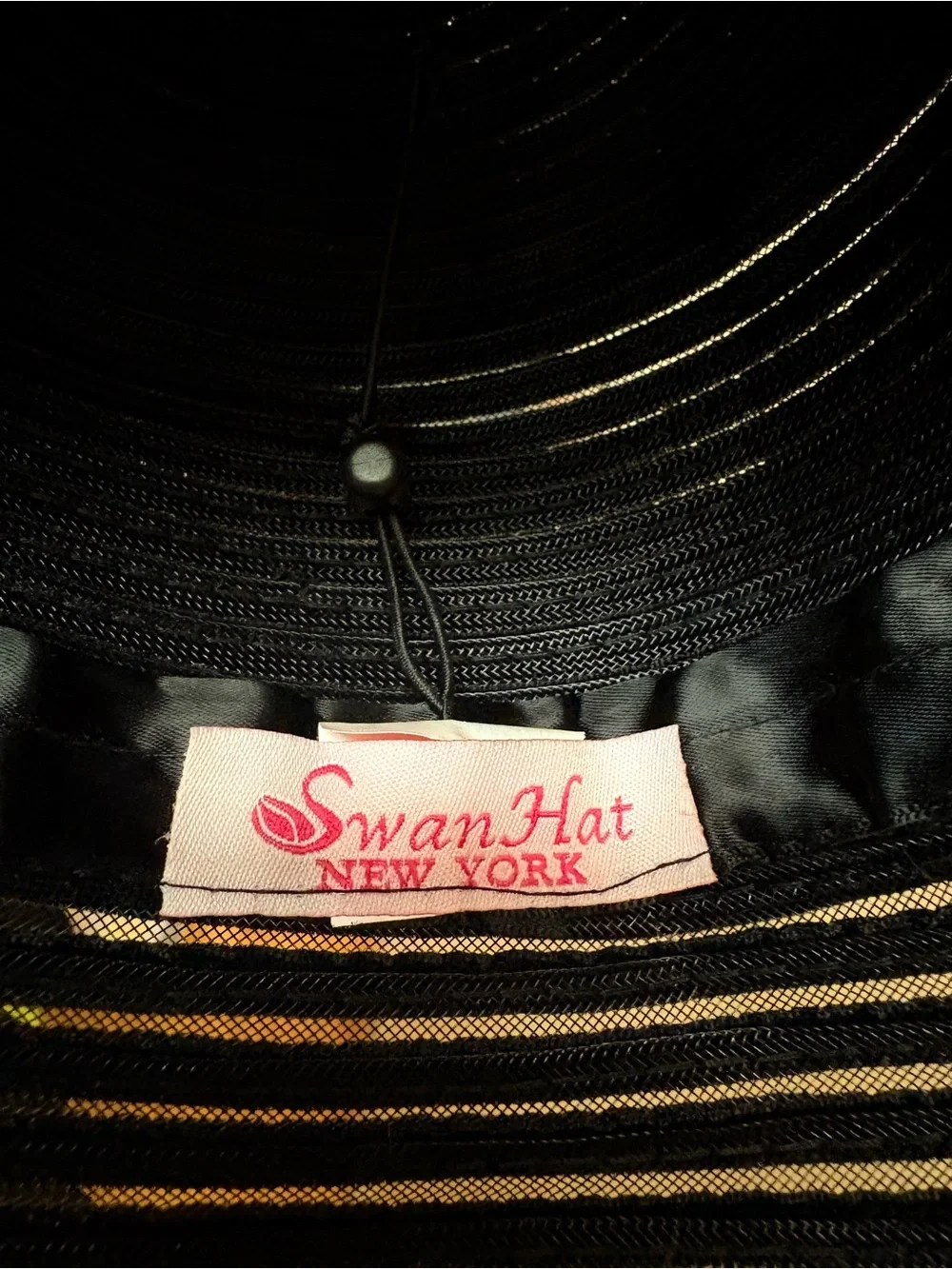 Vintage Swan Hat Black Cloche Mesh Velvet Bows Knots Black Beaded Adjustable